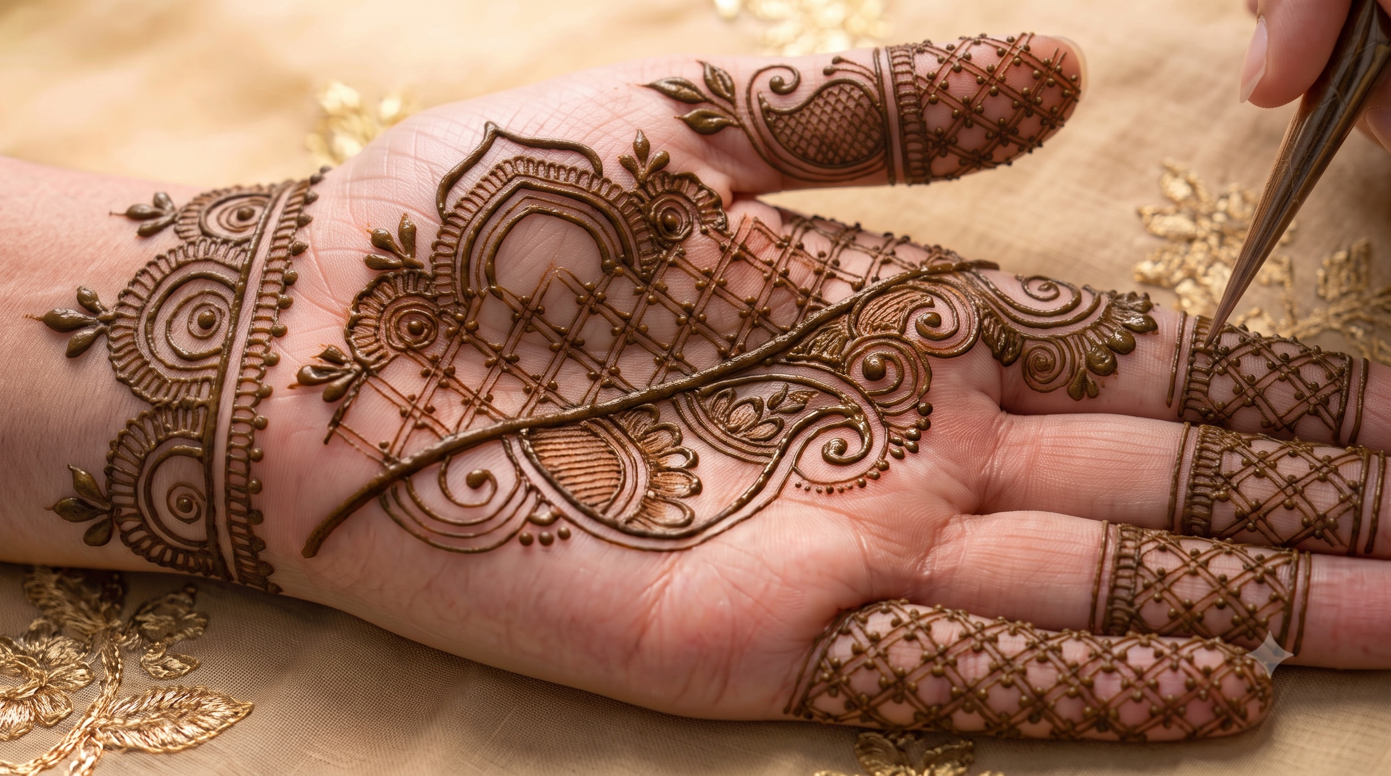 Elegant Arabic Fusion Palm Mehndi Design